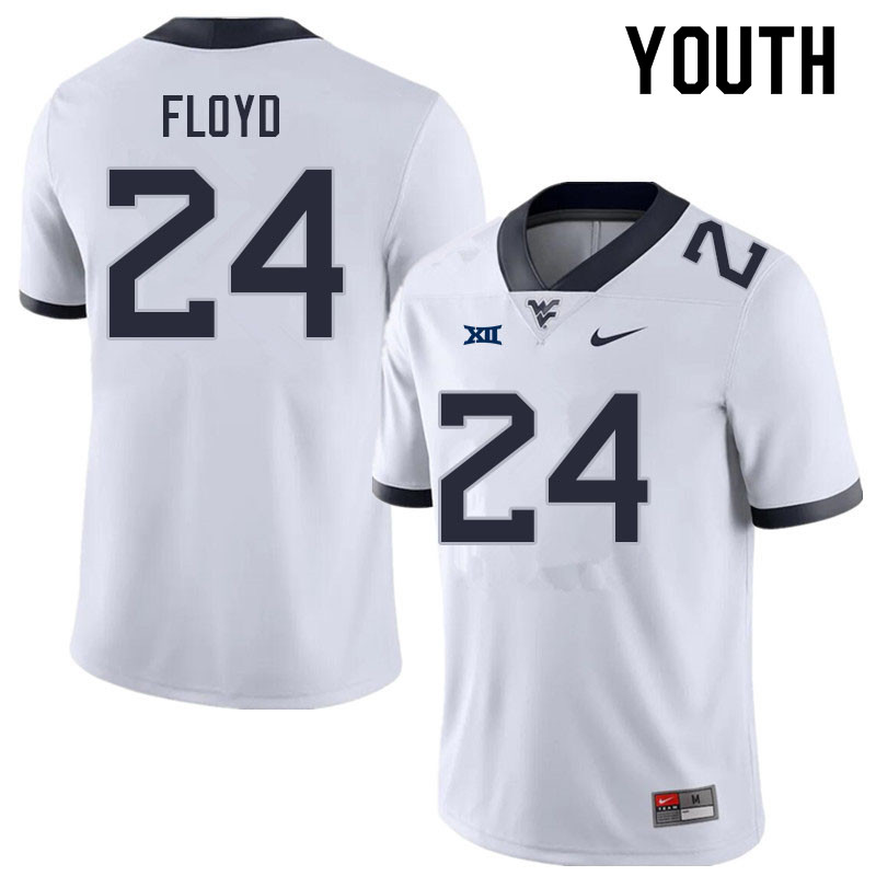 Youth #24 Marcis Floyd West Virginia Mountaineers College Football Jerseys Sale-White - Click Image to Close